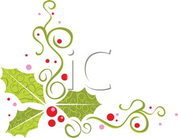This Pretty Christmas Holly Swirls Clipart Image Is Available