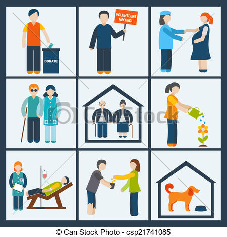 Vector Of Social Services Icons Set   Social Services And Volunteer