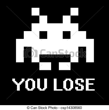 You Lose Space Invader Sign With Black Background