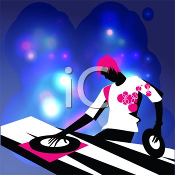 1007 2119 4502 Guy Playing Records At A Dance Club Clipart Image Jpg