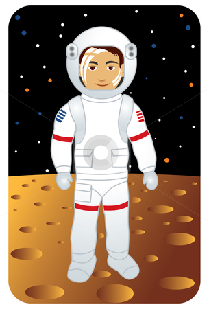 Astronaut On The Moon Stock Vector Clipart Vector Illustration Of An