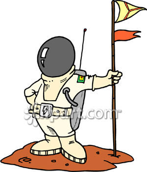 Astronaut Planting Flag On The Moon Royalty Free Clipart Image