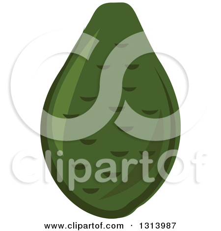 Clipart Of A Cartoon Dark Green Avocado   Royalty Free Vector