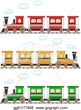 Drawing   Set Cartoon Colorful Train  Clipart Drawing Gg61177468