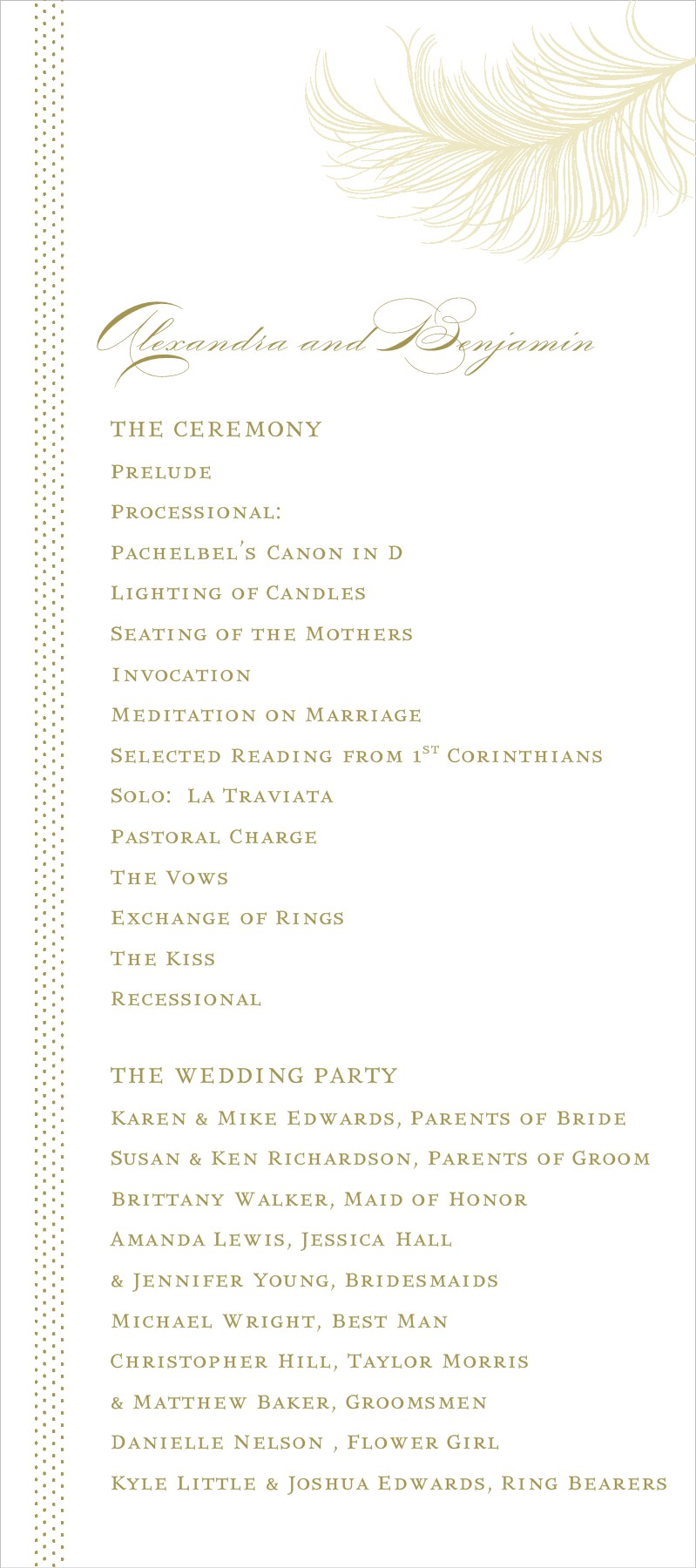 Feather Wedding Program Clipart