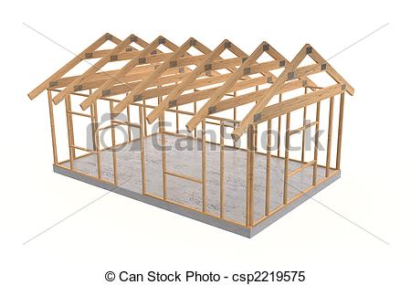 Of Wood House Frame   Wooden Framework On Small Basic House