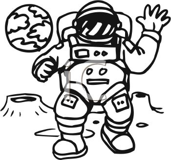 Royalty Free Clipart Image  Astronaut In Spacesuit Walking On The Moon
