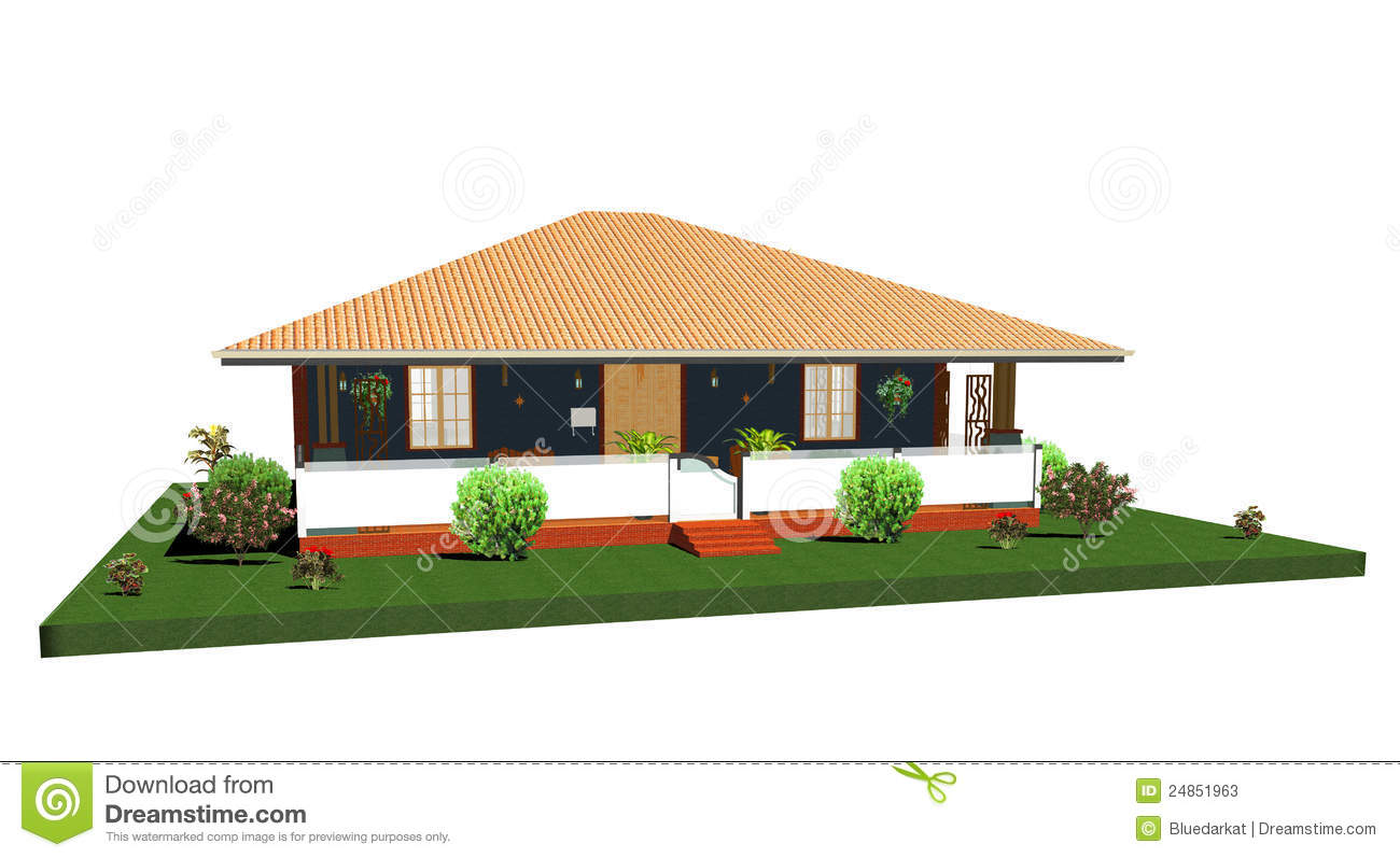 Summer House Bungalow With Porch 3d Stock Photos   Image  24851963