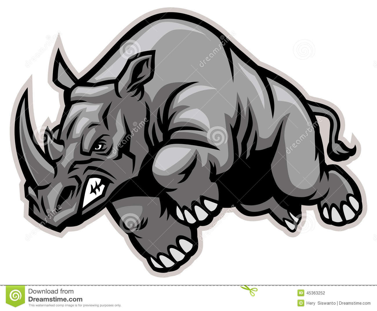 Vector Of Charging Rhino Suitable As A Team Mascot Print Sticker T
