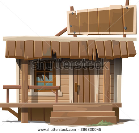 Wooden House With A Broken Window   Stock Vector