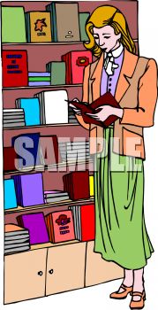 0511 1005 2804 0035 Woman In A Book Store Clipart Image Jpg