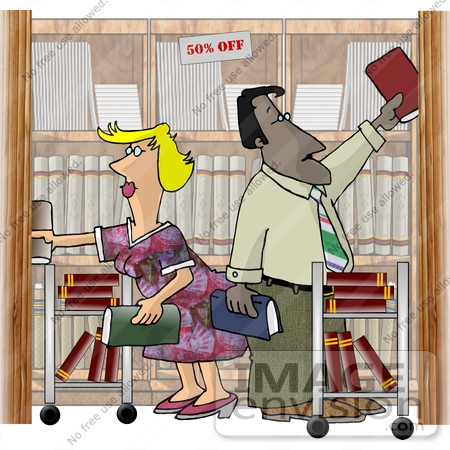17818 Man And Woman In A Book Store Clipart By Djart
