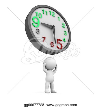      And A Clock Showing Overtime Above Him  Clipart Drawing Gg66677728