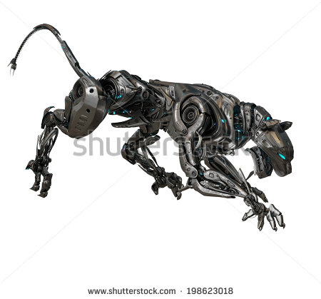 Artificial Model Of Panther   Futuristic Robotic Beast Of Prey   Stock