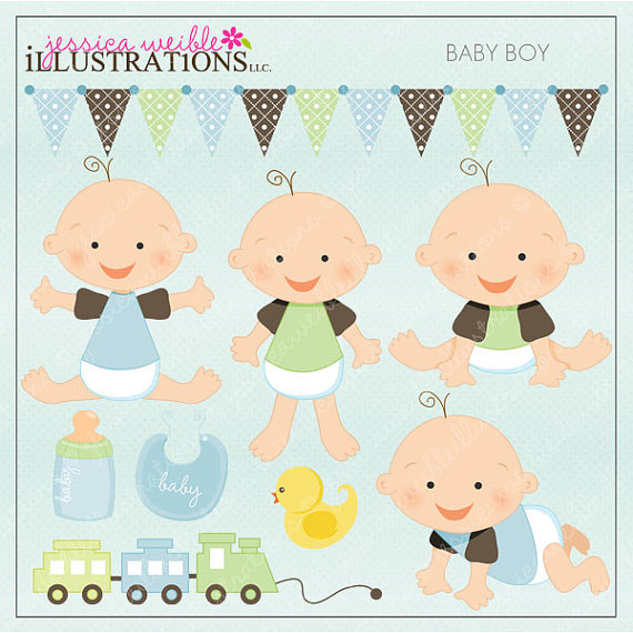Baby Boy Cute Digital Clipart For Card Design Scrapbooking And Web