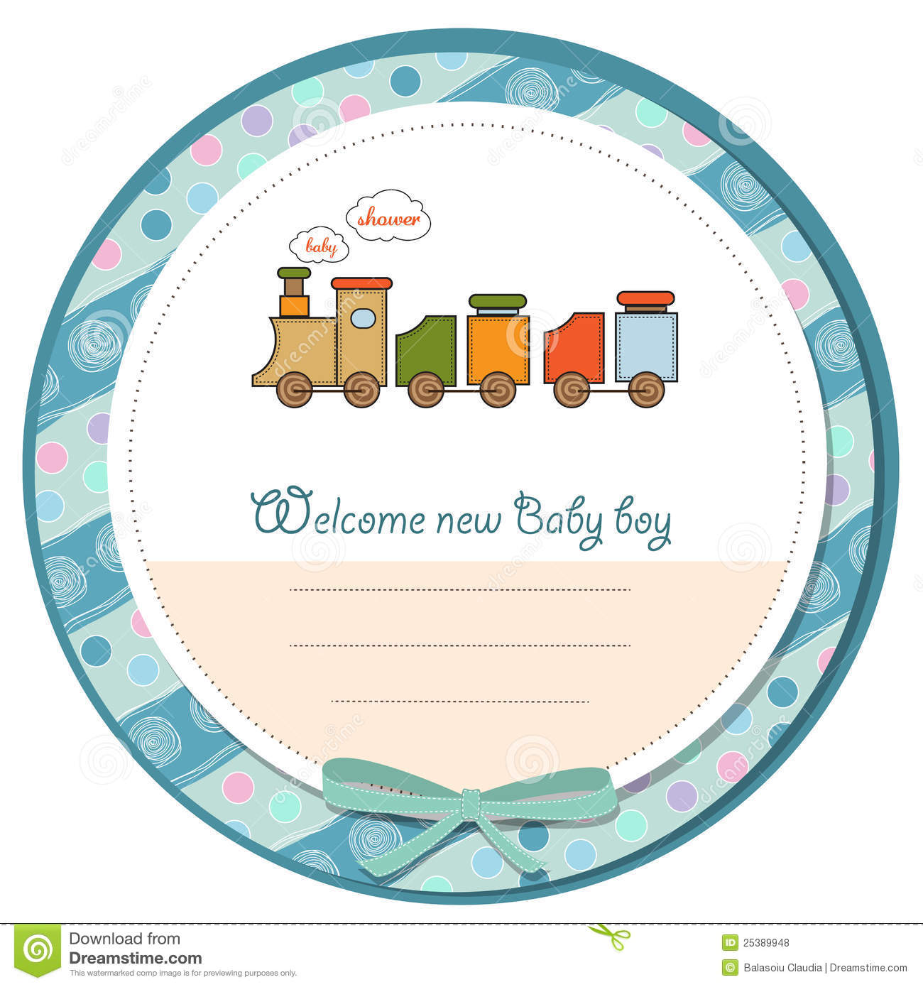 Baby Boy Shower Card With Toy Train Royalty Free Stock Photos   Image