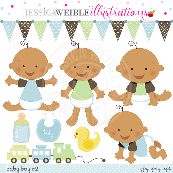 Baby Boy V2 Cute Digital Clipart For Card Design Scrapbooking And
