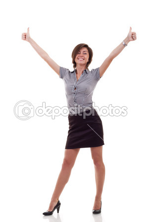 Business Woman Excited Giving Thumbs Up   Stock Photo   Feedough    