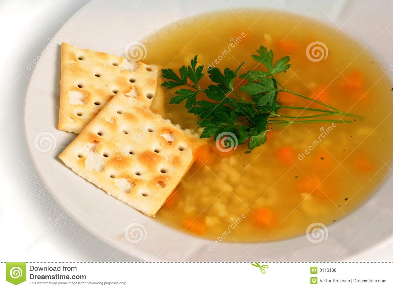 Chicken Soup With Crackers Royalty Free Stock Photos   Image  3113108