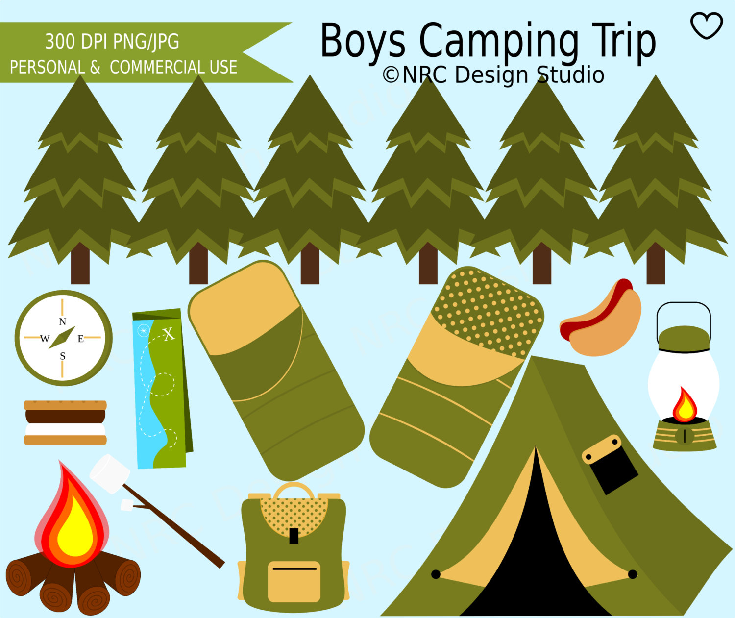 Clip Art   Camping Trip Clip Art  Boys V3    Digital Camping Clipart