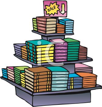 Display Of Books On Sale At A Bookstore   Royalty Free Clip Art