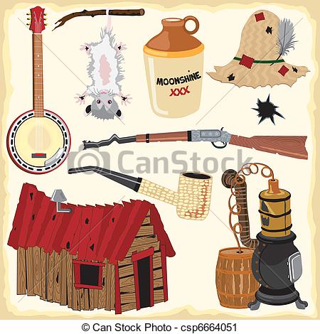 Hillbilly Clipart Icons And Elements Isolated On White