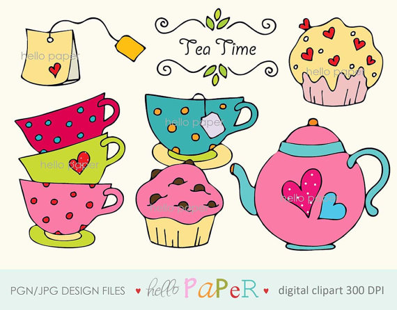 Items Similar To Tea Time   Digital Clipart   For Photography