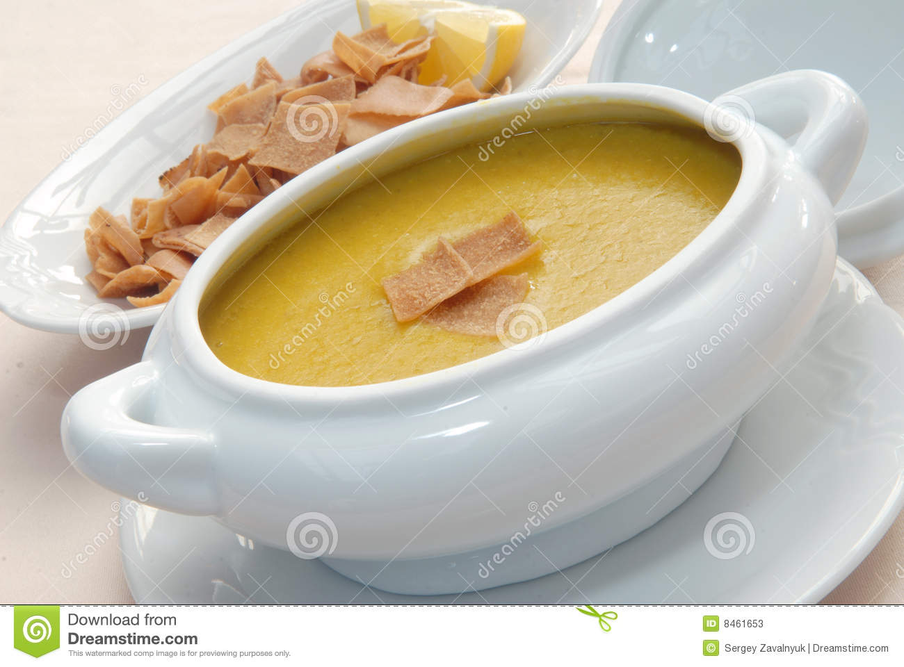 Lentil Soup With Crackers Stock Photos   Image  8461653