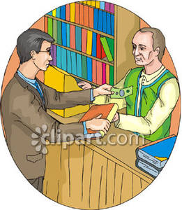 Man Buying A Book At A Book Store   Royalty Free Clipart Picture