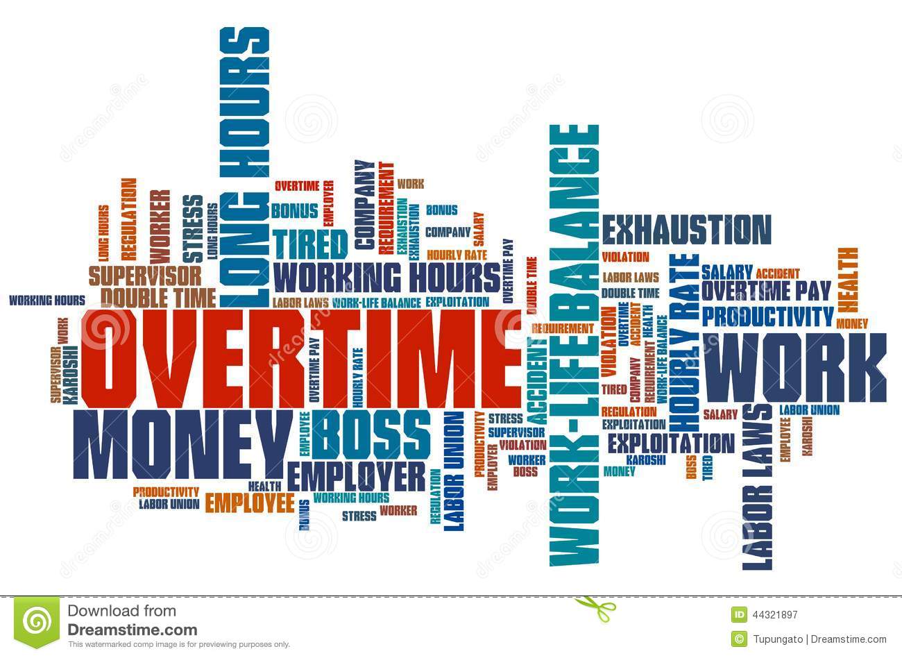 Overtime   Employment Issues And Concepts Word Cloud Illustration