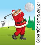 Royalty Free Rf Clipart Illustration Of Santa Swinging A Golf Club On