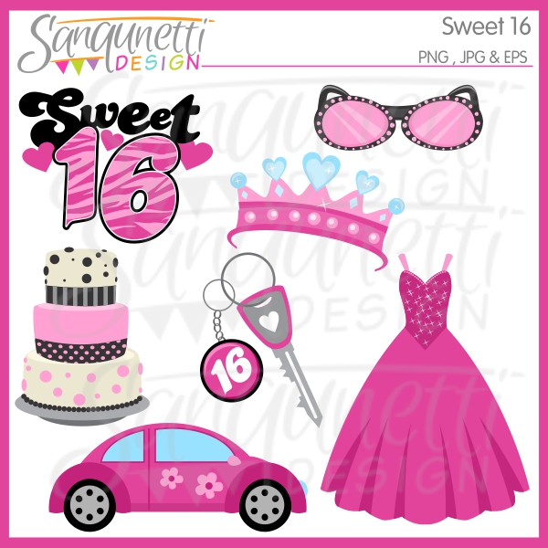 Sanqunetti Design  Sweet 16 Clipart