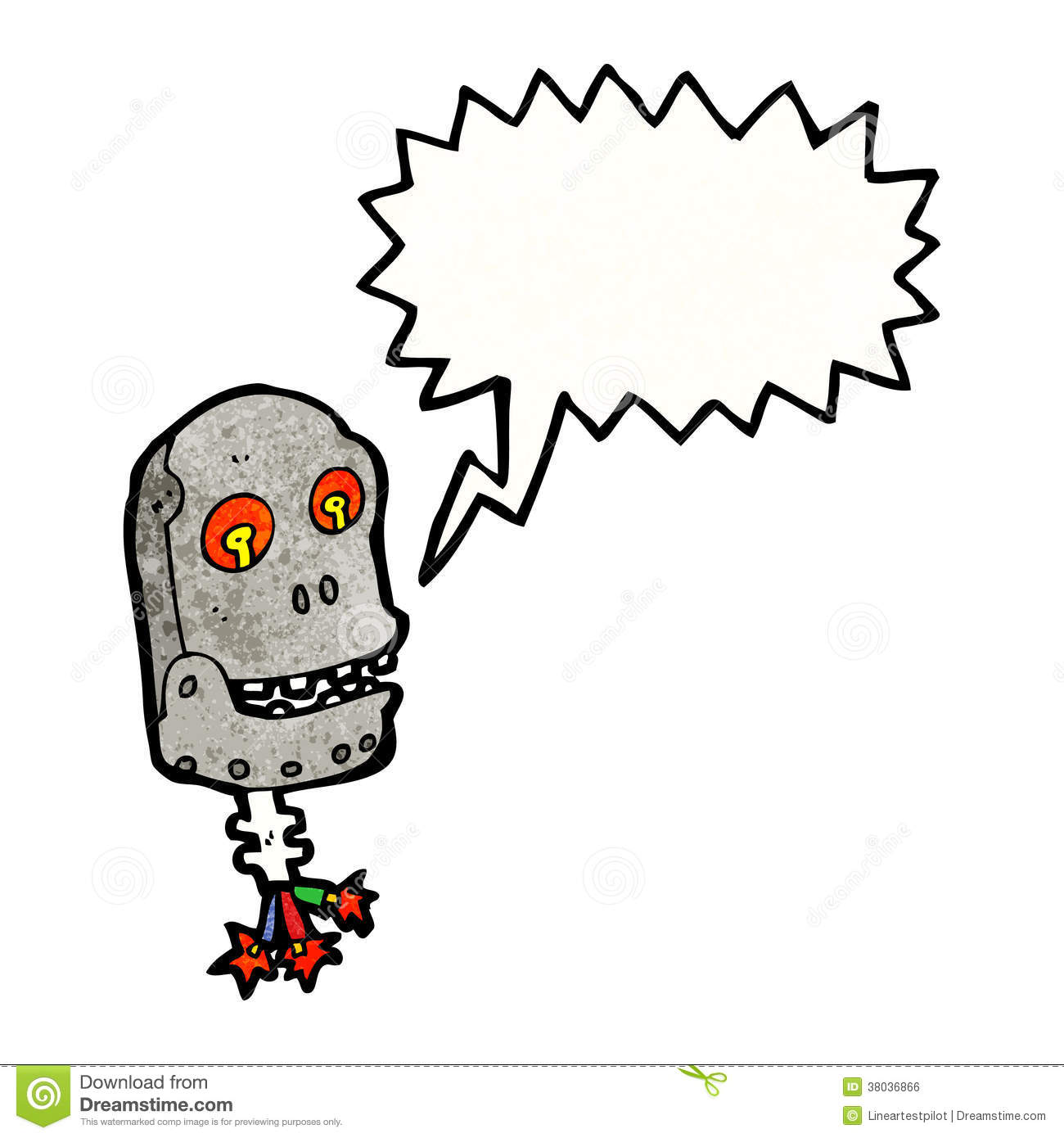 Scary Robot Head Cartoon
