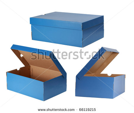 Three Blue Shoe Box Isolated On White Stock Photo 66119215