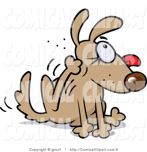  Vector Clip Art Of A Flea Infested Dog Trying To Scratch The Flea    