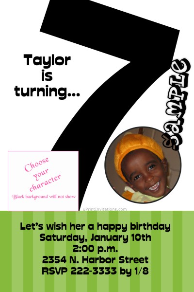 Birthday Invitations  Age 7 With Clipart Birthday Invitation All