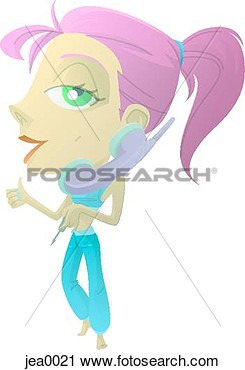 Clipart Of A Teenager Talking On The Phone And Applying Nail Polish