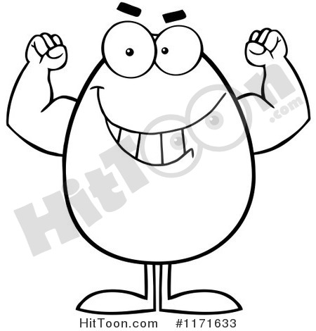 Egg Clipart  1171633  Flexing Black And White Easter Egg Mascot By Hit