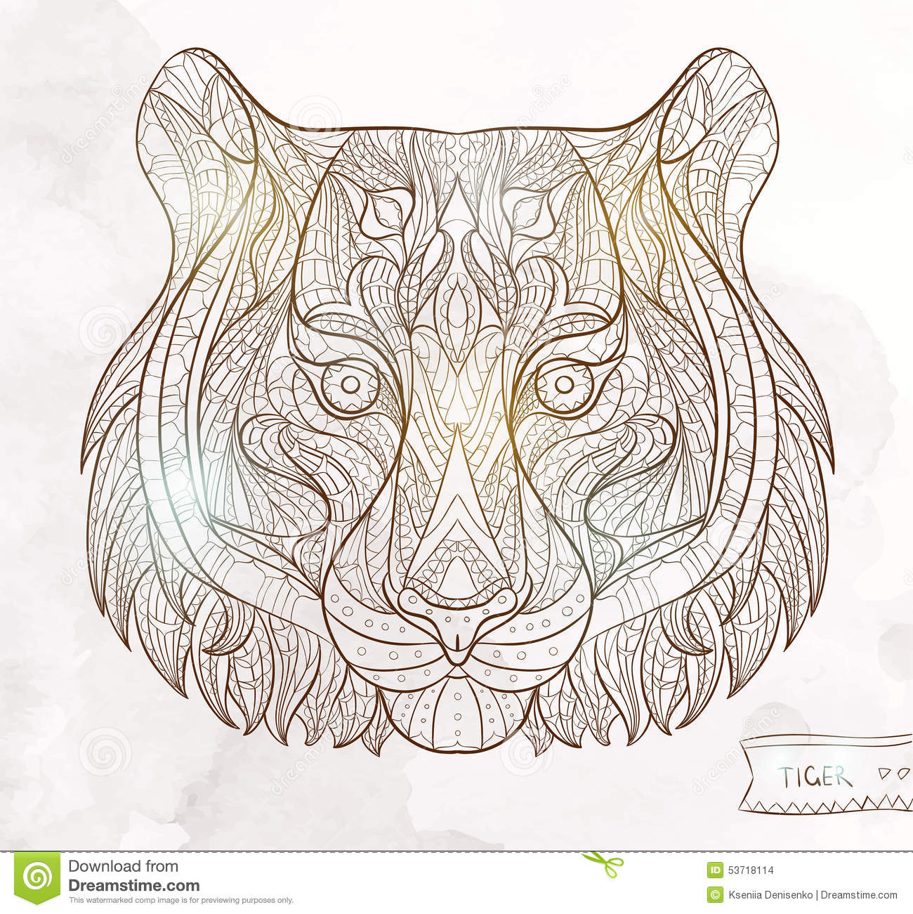 Head Of The Tiger On The Grunge Background  African   Indian   Totem