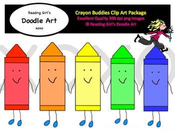 More  This Pack Includes 11 Different Clips    Primary Color Crayons