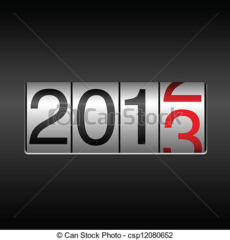 New Year 2013 Design   Odometer Style With Black And Red Numbers  Uses    
