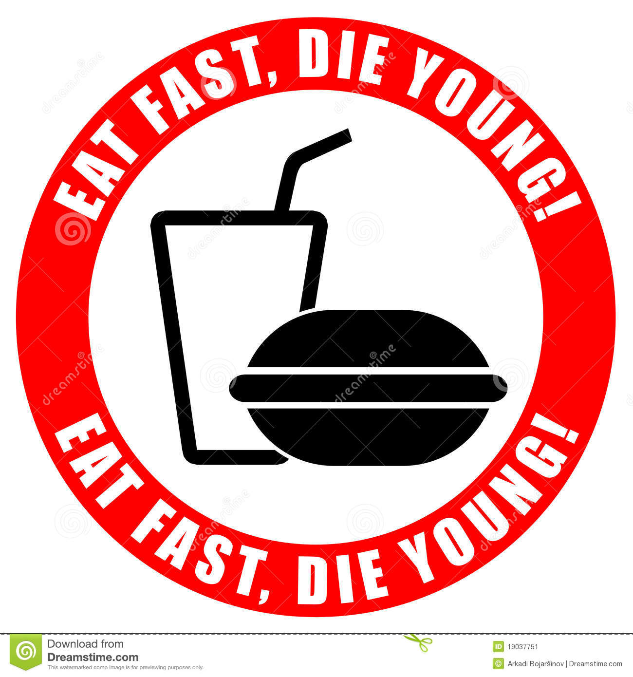 No Food Or Drink Sign Clipart No Fast Food Concept Stock