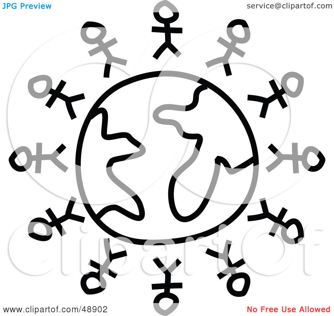 Royalty Free  Rf  Clipart Illustration Of Black And White Stick People