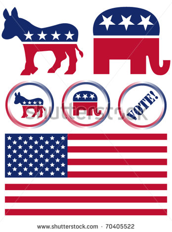 Set Of United States Political Party Symbols   Stock Vector
