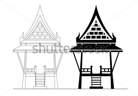 Thai Pavilion Vector Illustration Isolated On White Background Clip