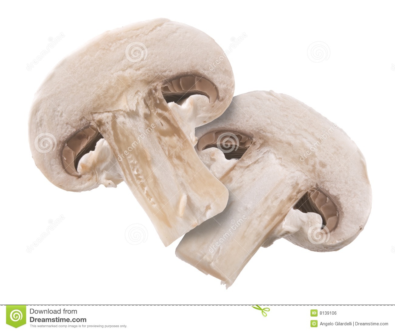 Two Slices Of Mushrooms Royalty Free Stock Image   Image  8139106