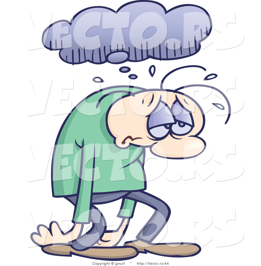 Vector Of A Sad Cartoon Man Walking Under A Rain Cloud By Gnurf    44