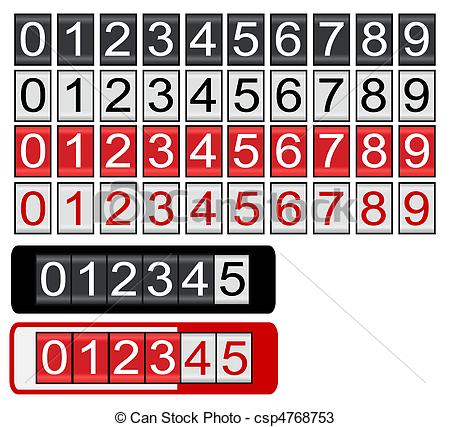 Vectors Of Black And Red Odometer   Odometer With Black White And Red
