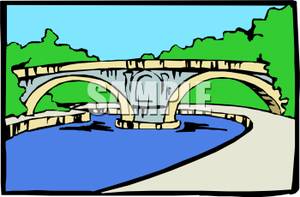Aqueduct Bridge Over A Stream   Royalty Free Clipart Picture