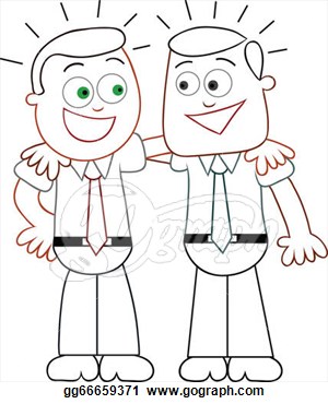 Arms Around Each Other S Shoulders And Looking Happy   Clipart Drawing